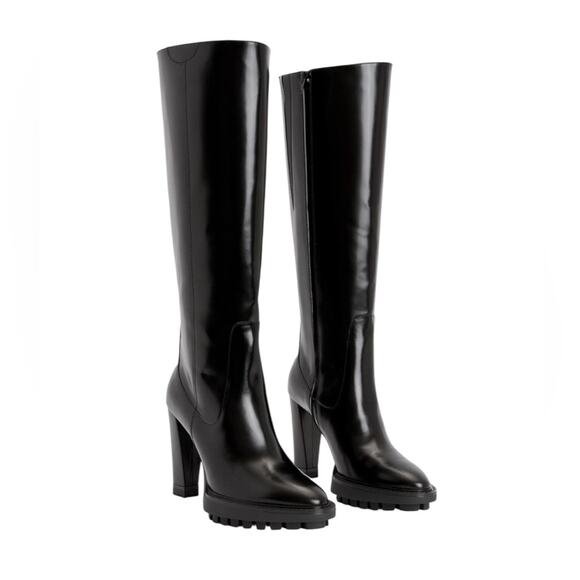 NWOT Allsaints Leather Harlem Knee-High Black Boots – Sz 9 - Picture 4 of 10